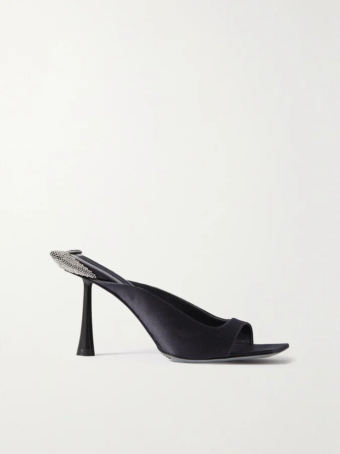 BENEDETTA BRUZZICHES - Cossyra Crystal-embellished Silk Mules - Black