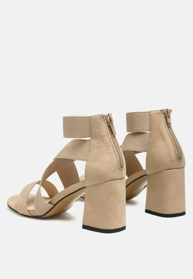 Benicia Elastic Strappy Block Heel Sandals - Image 2