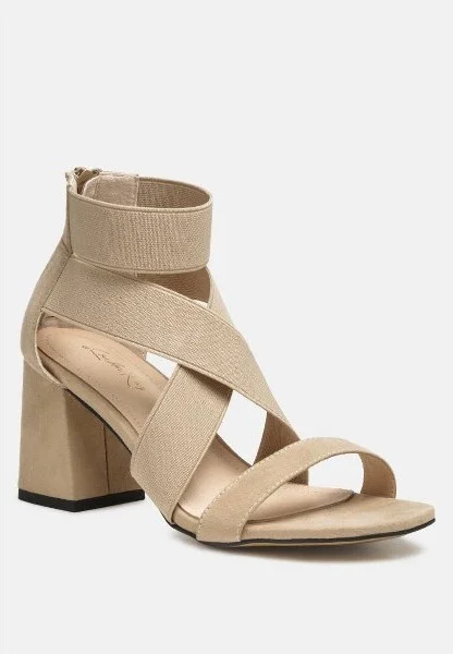 benicia elastic strappy block heel sandals US-5 / UK-3 / EU-36 - Women - Image 3