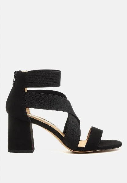 benicia elastic strappy block heel sandals US-5 / UK-3 / EU-36 - Women