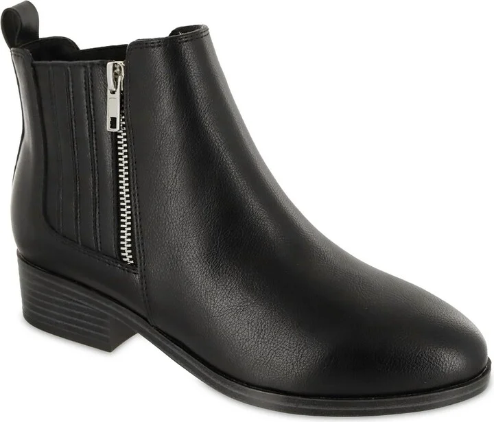 Benicio Side Zip Booties In Black Tumble