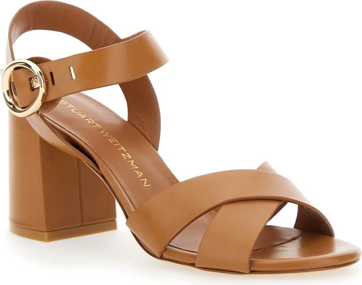 'Benni Block' Brown Heeled Sandal With Open Toe And Ankle Strap In Leather Woman - Image 2