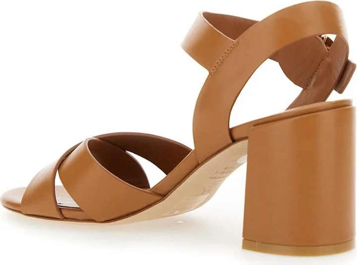 'Benni Block' Brown Heeled Sandal With Open Toe And Ankle Strap In Leather Woman - Image 3