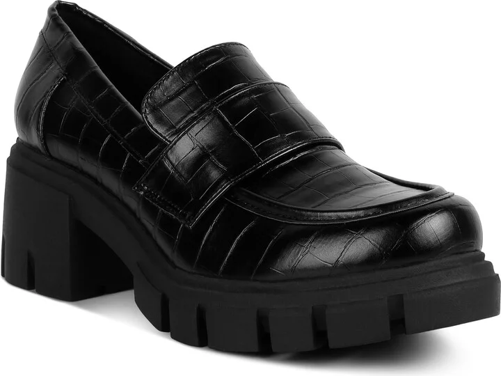 Benz Croc Embossed Loafer Pump