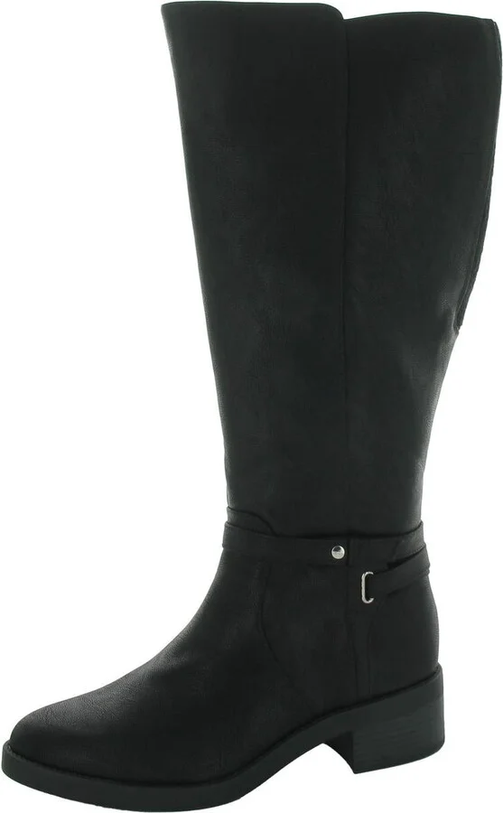 Berkley Womens Faux Leather Wide Calf Knee-High Boots