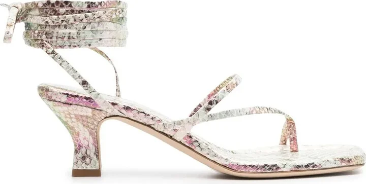 Berry metallic snake-print sandals