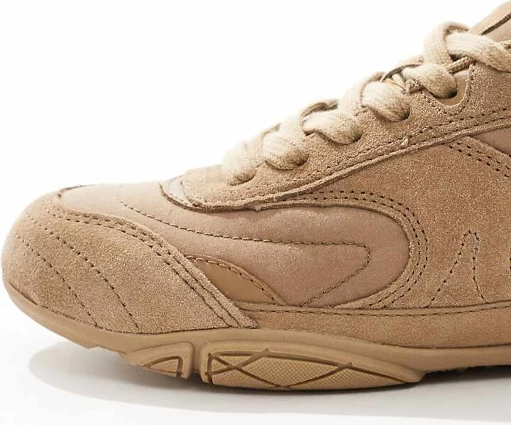 Bershka faux suede sneakers in sand - Image 2