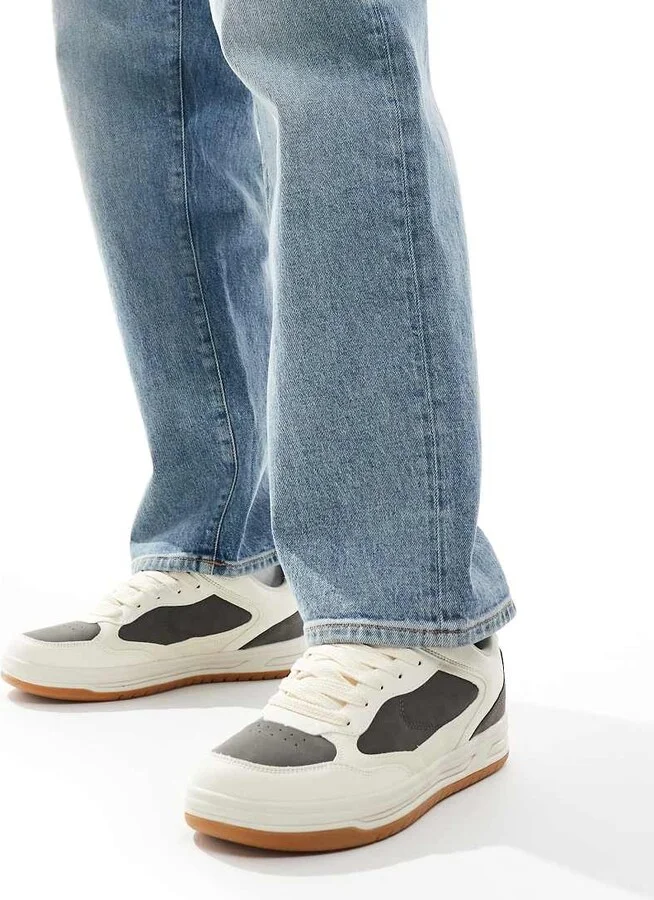Bershka tonal panel sneakers in white