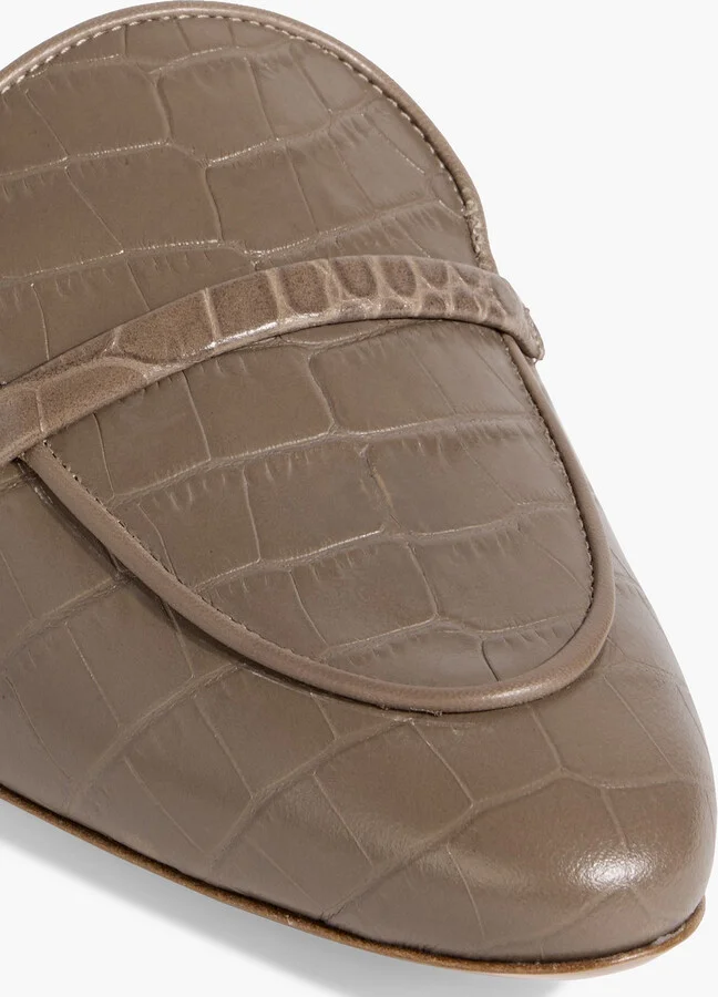 Berto croc-effect leather slippers - Image 4
