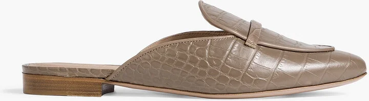 Berto croc-effect leather slippers