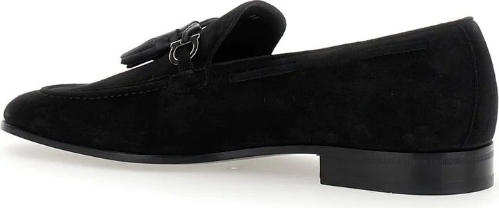 'besile 2' Black Loafers With Gancini And Cord Detail In Suede Man - Image 2