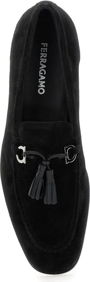 'Besile 2' Black Loafers With Gancini And Cord Detail In Suede Man - Image 3