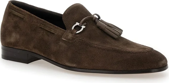 'besile2' Brown Loafers With Gancini And Cord Detail In Suede Man - Image 2
