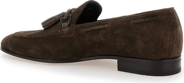 'besile2' Brown Loafers With Gancini And Cord Detail In Suede Man - Image 3