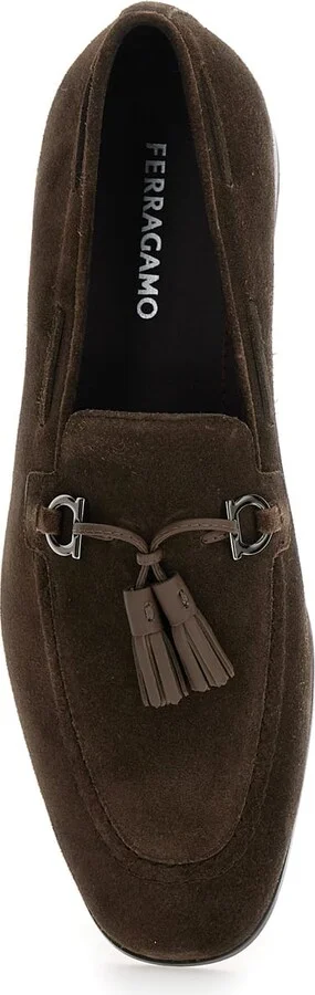 'besile2' Brown Loafers With Gancini And Cord Detail In Suede Man - Image 4