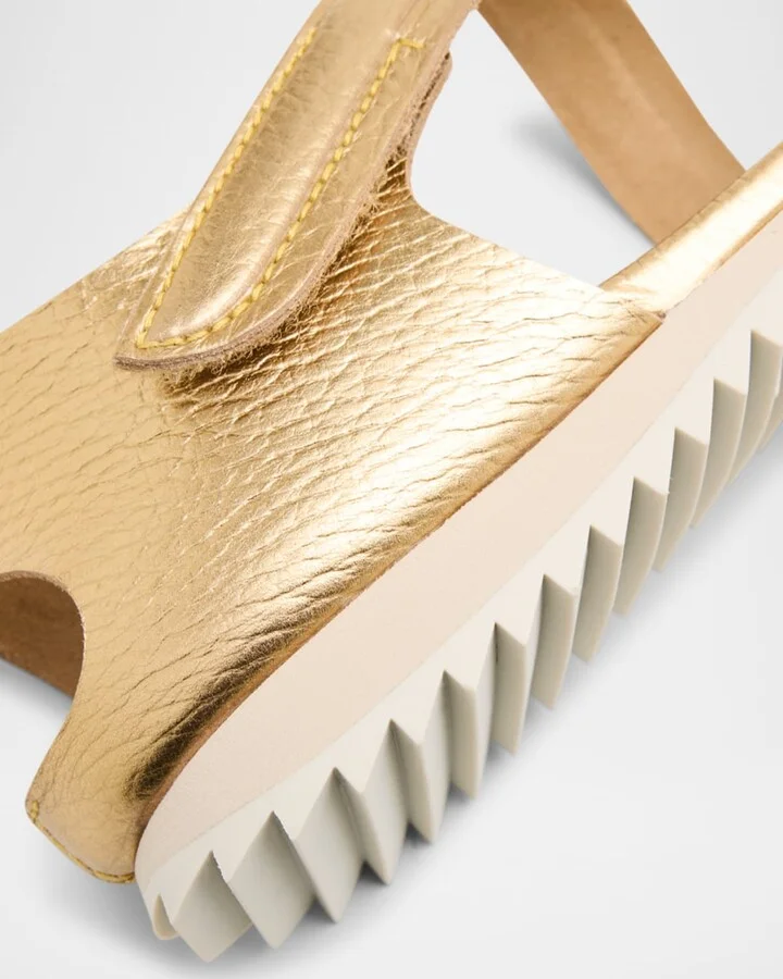 Bessi Asymmetric Flat Leather Sandals - Image 4