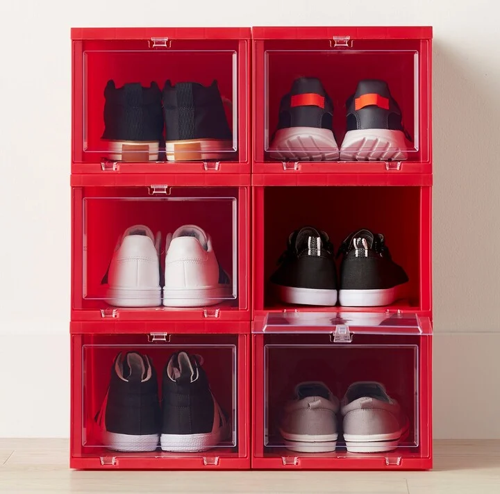 Best Value Case of 6 Small Drop-Front Shoe Box Red