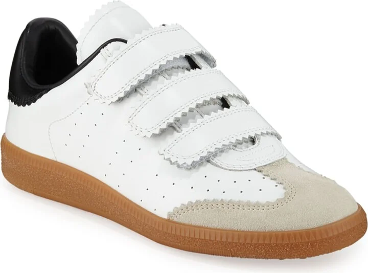 Beth Perforated Leather Grip-Strap Sneakers - Image 2