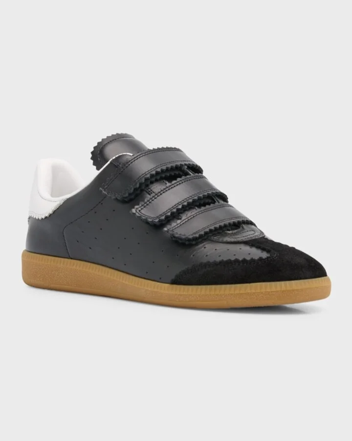 Beth Perforated Leather Grip-Strap Sneakers - Image 9