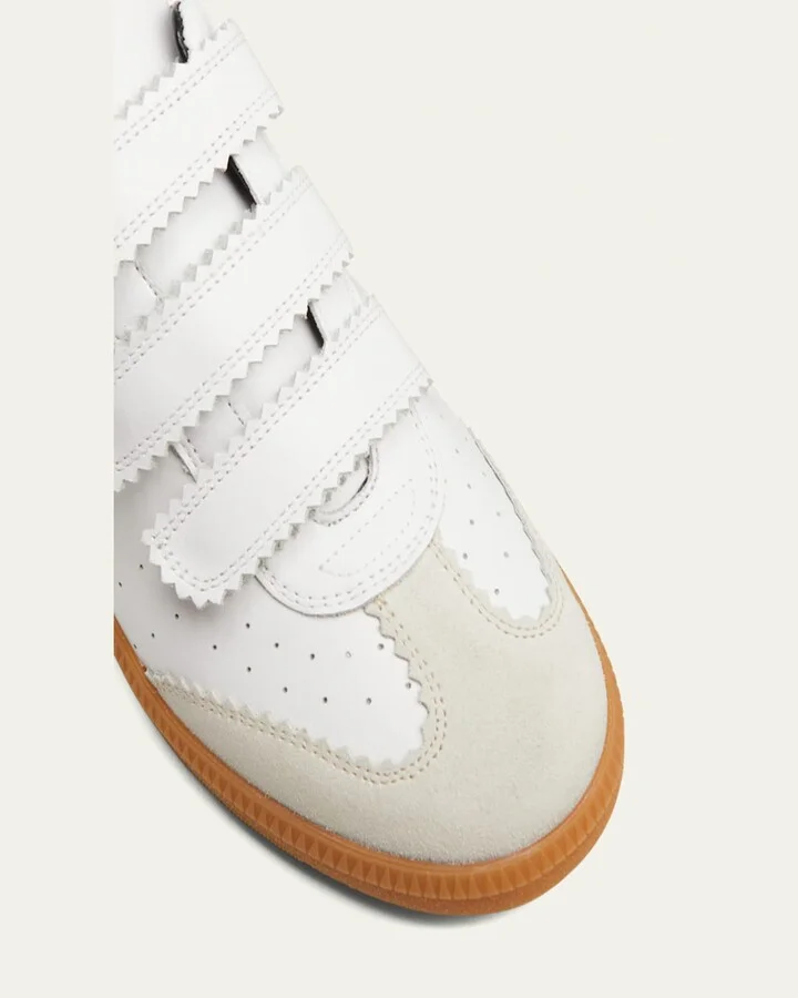 Beth Perforated Leather Grip-Strap Sneakers - Image 2