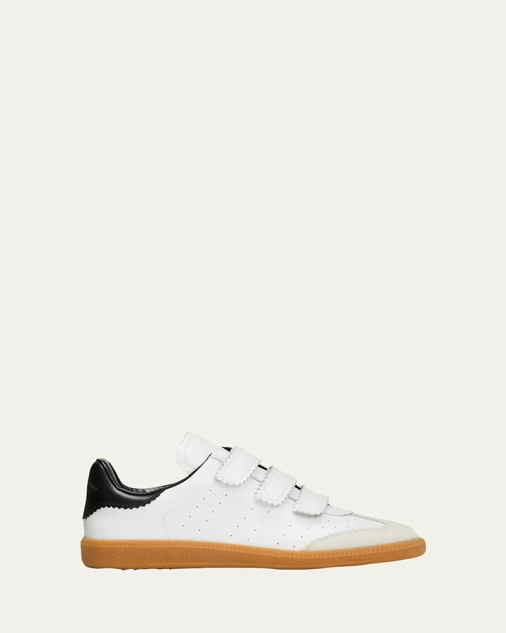 Beth Perforated Leather Grip-Strap Sneakers