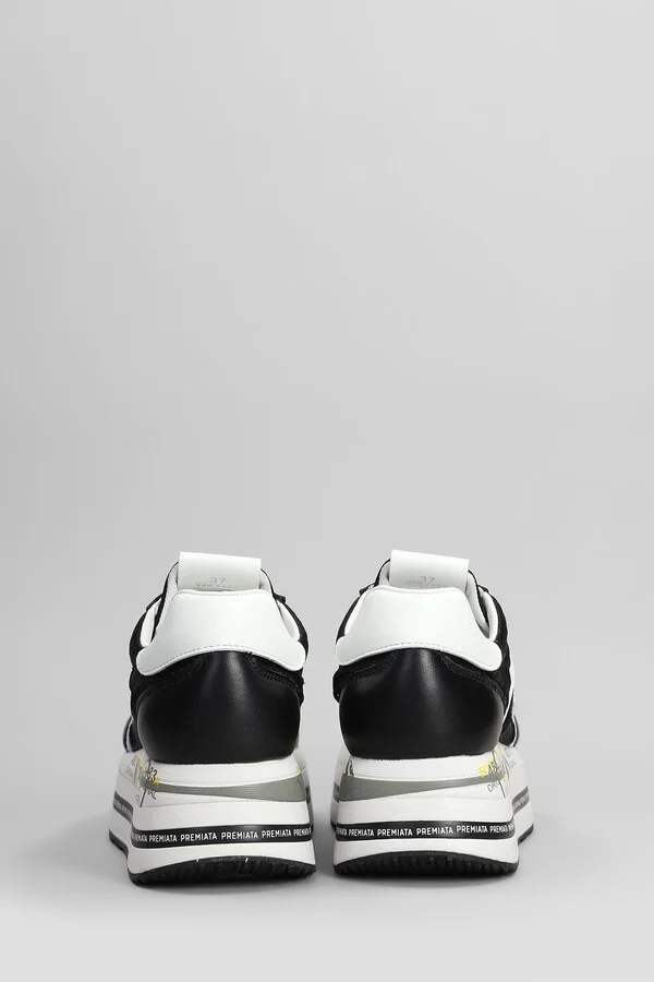 Beth Sneakers In Black Leather And Fabric - Image 4