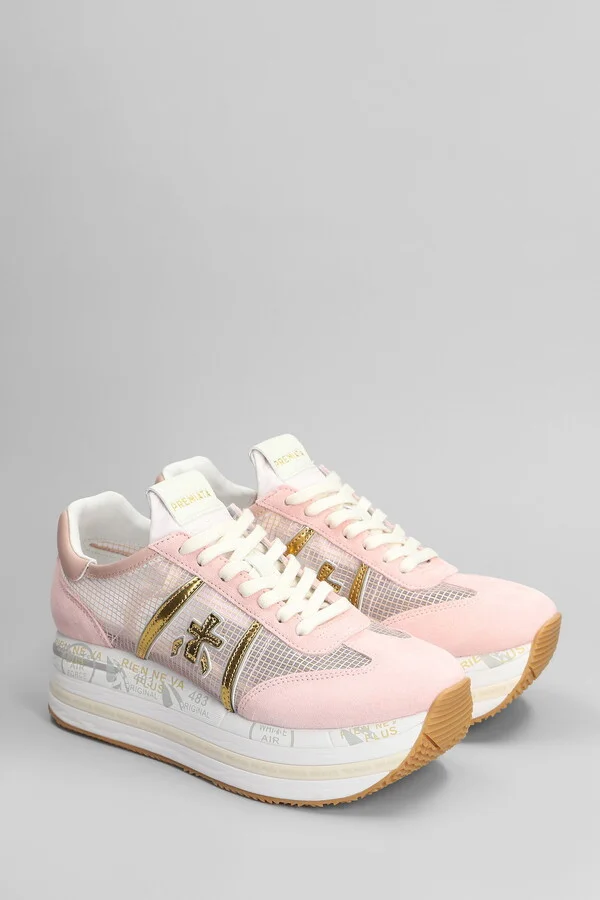 Beth Sneakers In Rose-pink Suede And Fabric - Image 2