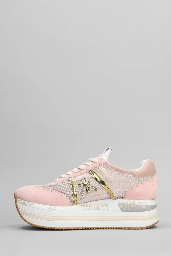 Beth Sneakers In Rose-pink Suede And Fabric - Image 3