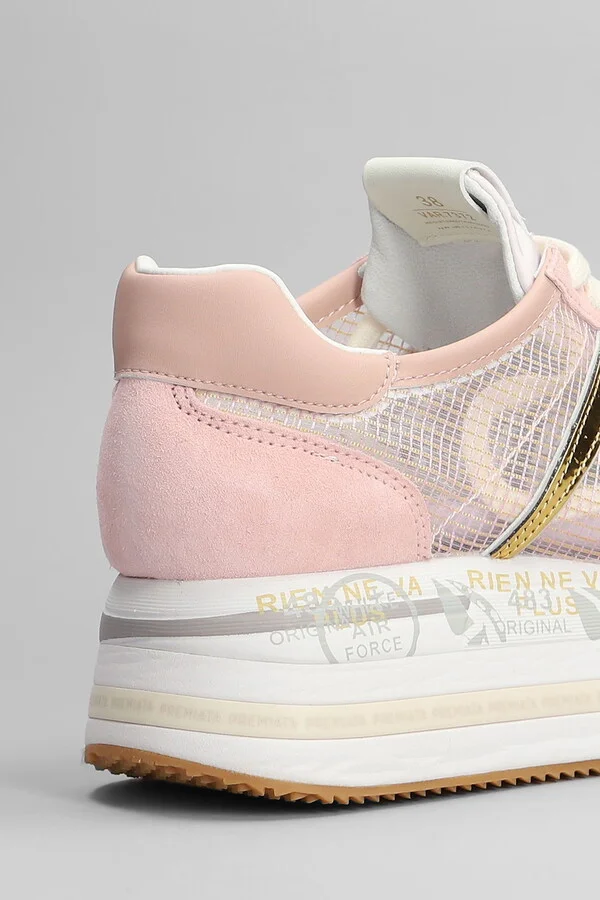 Beth Sneakers In Rose-pink Suede And Fabric - Image 5