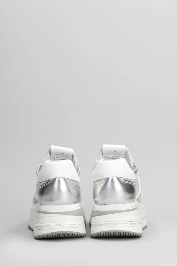 Beth Sneakers In Silver Leather And Fabric - Image 4