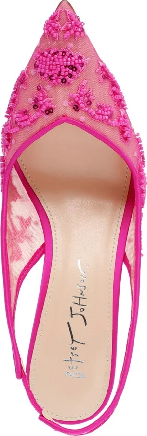 Betsey Johnson Nikki Embroidered Slingback Evening Pumps - Image 8