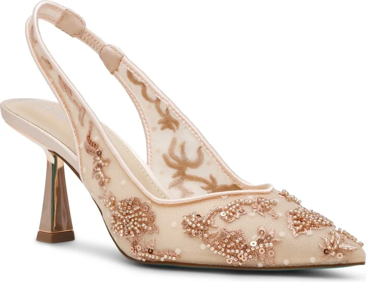 Betsey Johnson Nikki Embroidered Slingback Evening Pumps