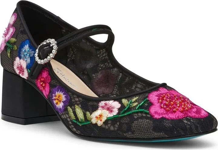 Black/Multicolor Floral Embroidery