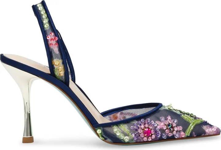 Betsey Johnson Velma Jeweled Mesh Slingback Pumps - Image 2