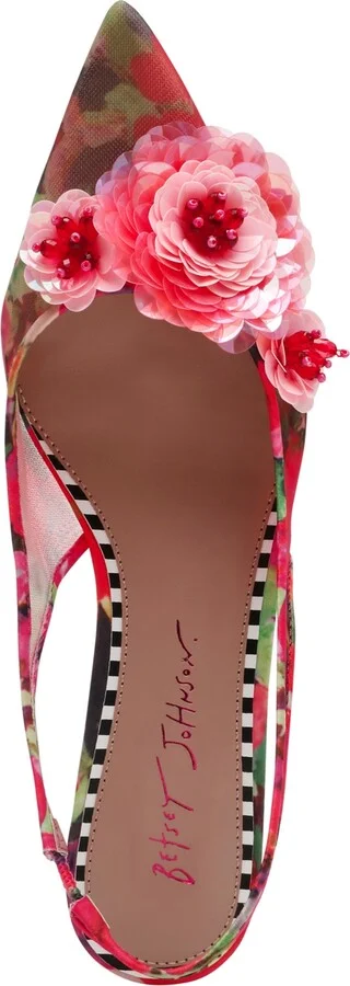 Betsey Johnson Women's Audree Floral Mesh Slingback Pumps - Image 8