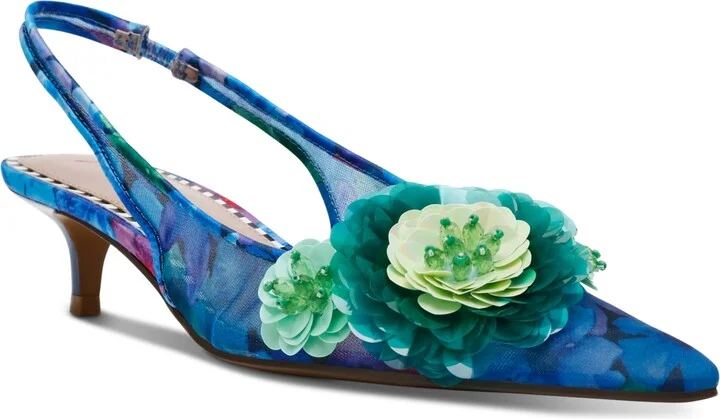 Betsey Johnson Women's Audree Floral Mesh Slingback Pumps