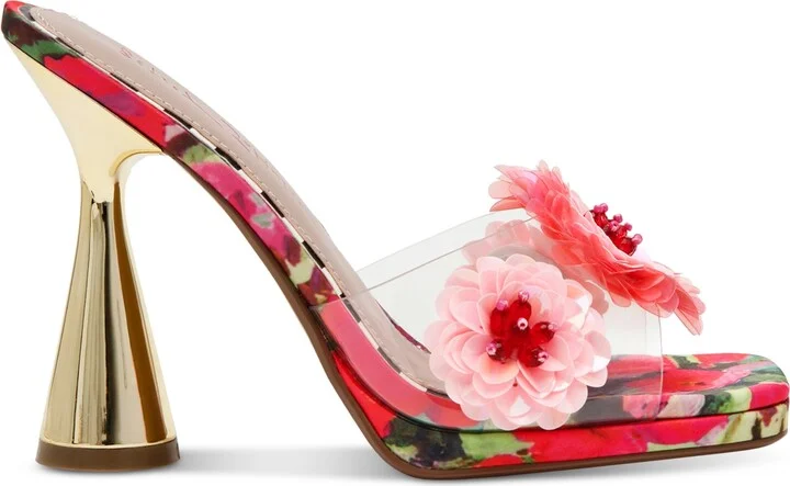 Betsey Johnson Women's Blondee Floral Flare-Heel Dress Sandals - Red/Green Floral - Image 2
