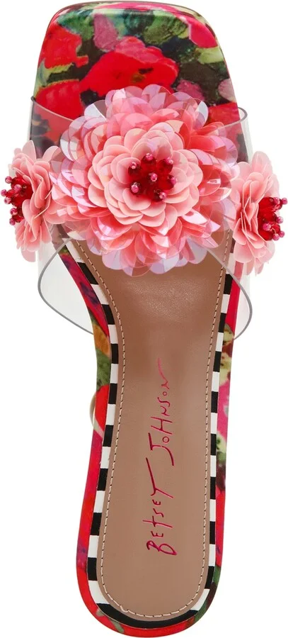 Betsey Johnson Women's Blondee Floral Flare-Heel Dress Sandals - Red/Green Floral - Image 4