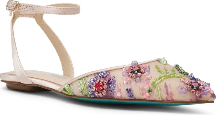 Betsey Johnson Women's Garbo Jeweled Mesh Flats