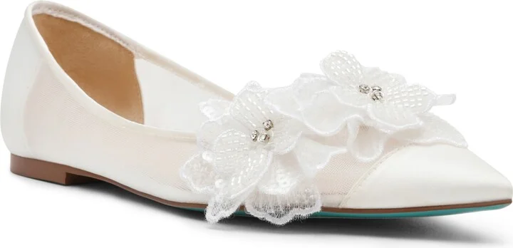 Betsey Johnson Women's Gray Floral Mesh Flats
