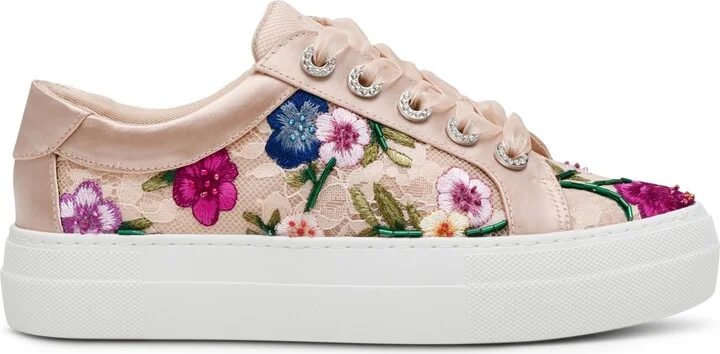 Betsey Johnson Women's Jayla Floral Embroidery Lace-Up Sneakers - Image 2