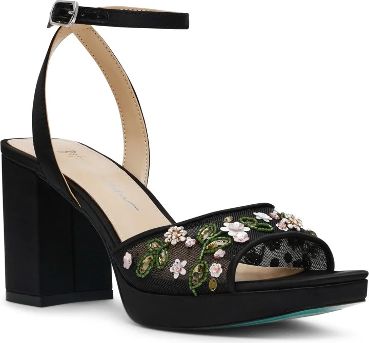 Betsey Johnson Women's Kirra Floral Beaded Platform Dress Sandals