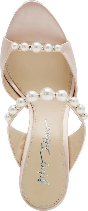Betsey Johnson Women's Lacy Embellished Satin Heeled Mules - Image 4