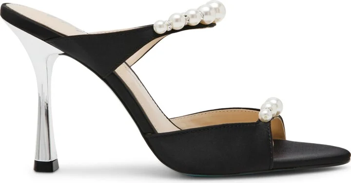 Betsey Johnson Women's Lacy Embellished Satin Heeled Mules - Image 6