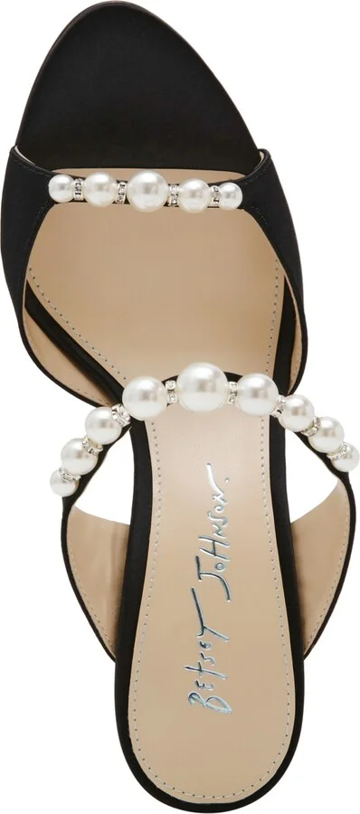 Betsey Johnson Women's Lacy Embellished Satin Heeled Mules - Image 8