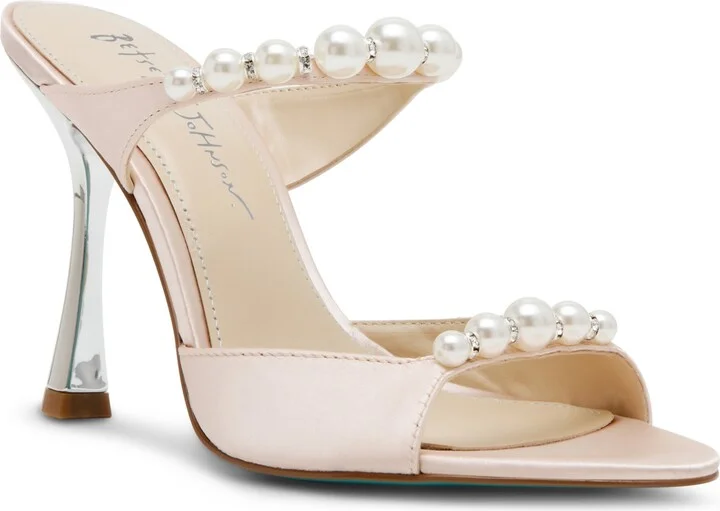 Betsey Johnson Women's Lacy Embellished Satin Heeled Mules
