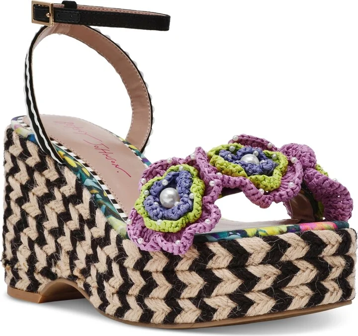 Betsey Johnson Women's Marabela Macrame Platform Wedge Sandals