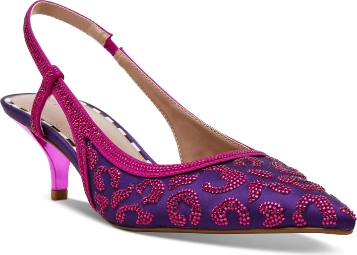 Betsey Johnson Women's Nahla Pointed-Toe Slingback Kitten-Heel Pumps