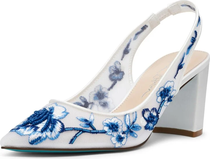 White Blue Floral