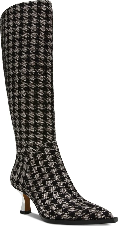 Betsey Johnson Women's Pamella Kitten-Heel Dress Boots - Black/Silver Multi